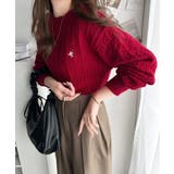 レトロ上品なトラッドテイスト。ワンポイント胸刺繍ケーブルニットプルオーバー | Classical Elf  | 詳細画像29 