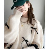 アイボリー | 大人カジュアルに甘さをプラス。リボン付きシャギーニット | Classical Elf 