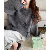 チャコール | 大人カジュアルに甘さをプラス。リボン付きシャギーニット | Classical Elf 