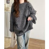 大人カジュアルに甘さをプラス。リボン付きシャギーニット | Classical Elf  | 詳細画像15 