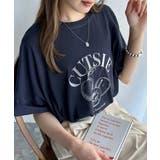 ネイビー | 毎日のスタイルを楽しく彩る。前後2way裾ドロストフルーツグラフィックTシャツ | Classical Elf