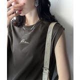 チャコール | 接触冷感♪大人カジュアルを格上げ!胸元ワンポイント刺繍ノースリーブトップ | Classical Elf