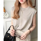 グレージュ | 接触冷感♪大人カジュアルを格上げ!胸元ワンポイント刺繍ノースリーブトップ | Classical Elf