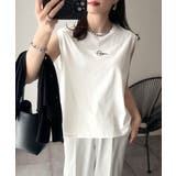 接触冷感♪大人カジュアルを格上げ!胸元ワンポイント刺繍ノースリーブトップ | Classical Elf | 詳細画像2