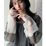 チャコール | シャリ感素材で魅せる。袖シアー配色シャリシャリ素材サマーニット(長袖) | Classical Elf