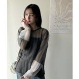 シャリ感素材で魅せる。袖シアー配色シャリシャリ素材サマーニット(長袖) | Classical Elf | 詳細画像10