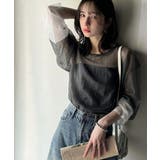 シャリ感素材で魅せる。袖シアー配色シャリシャリ素材サマーニット(長袖) | Classical Elf | 詳細画像12