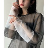 シャリ感素材で魅せる。袖シアー配色シャリシャリ素材サマーニット(長袖) | Classical Elf | 詳細画像2