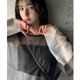 シャリ感素材で魅せる。袖シアー配色シャリシャリ素材サマーニット(長袖) | Classical Elf | 詳細画像3