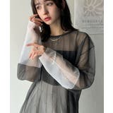 シャリ感素材で魅せる。袖シアー配色シャリシャリ素材サマーニット(長袖) | Classical Elf | 詳細画像4