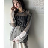 シャリ感素材で魅せる。袖シアー配色シャリシャリ素材サマーニット(長袖) | Classical Elf | 詳細画像6