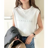 夏コーデの即戦力!接触冷感レターロゴプリント上品見えノースリーブカットソー | Classical Elf | 詳細画像1