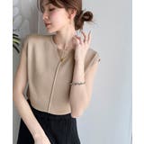 ベージュ | 色違いで揃えたい!前後2wayセンターピンタック使いノースリーブサマーニット | Classical Elf