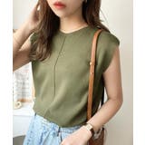 カーキグリーン | 色違いで揃えたい!前後2wayセンターピンタック使いノースリーブサマーニット | Classical Elf