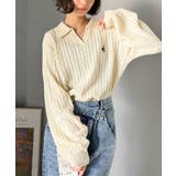 ”品よく華やぐ”。大人のマストバイニット。胸刺繍ケーブル編みポロ襟スキッパーニッ… | Classical Elf  | 詳細画像7 