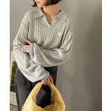 ”品よく華やぐ”。大人のマストバイニット。胸刺繍ケーブル編みポロ襟スキッパーニッ… | Classical Elf  | 詳細画像16 