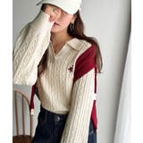 ”品よく華やぐ”。大人のマストバイニット。胸刺繍ケーブル編みポロ襟スキッパーニッ… | Classical Elf  | 詳細画像20 