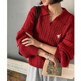 ”品よく華やぐ”。大人のマストバイニット。胸刺繍ケーブル編みポロ襟スキッパーニッ… | Classical Elf  | 詳細画像29 