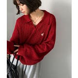 ”品よく華やぐ”。大人のマストバイニット。胸刺繍ケーブル編みポロ襟スキッパーニッ… | Classical Elf  | 詳細画像31 