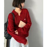 ”品よく華やぐ”。大人のマストバイニット。胸刺繍ケーブル編みポロ襟スキッパーニッ… | Classical Elf  | 詳細画像32 
