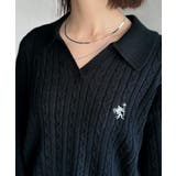 ”品よく華やぐ”。大人のマストバイニット。胸刺繍ケーブル編みポロ襟スキッパーニッ… | Classical Elf  | 詳細画像36 