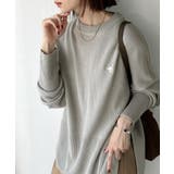 さらり抜け感ある着こなしが叶う。胸刺繍サムホール付きシンプルニット | Classical Elf  | 詳細画像11 