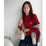 さらり抜け感ある着こなしが叶う。胸刺繍サムホール付きシンプルニット | Classical Elf  | 詳細画像28 