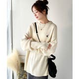 さらり抜け感ある着こなしが叶う。胸刺繍サムホール付きシンプルニット | Classical Elf  | 詳細画像4 