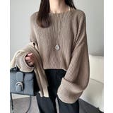 モカ | 立体スリーブで叶える、こなれシルエット。コクーンスリーブシンプルプルオーバーニッ… | Classical Elf 