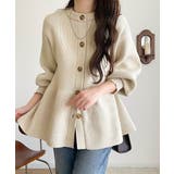 アイボリー | 着るだけでメリハリ美人♪シーンで選べる2way仕様。2wayペプラムニットカーデ… | Classical Elf 