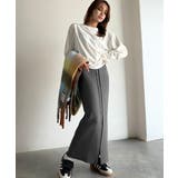 前後2wayで着まわせる！配色ボタンラインリブスカート（ロング丈） | Classical Elf  | 詳細画像9 