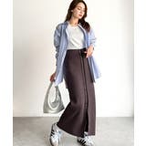 前後2wayで着まわせる！配色ボタンラインリブスカート（ロング丈） | Classical Elf  | 詳細画像16 