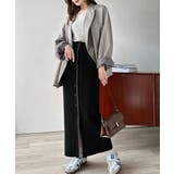 前後2wayで着まわせる！配色ボタンラインリブスカート（ロング丈） | Classical Elf  | 詳細画像1 