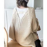 後ろ姿まで抜け感UP♪ケーブル編みバックデザイン×ルース片畦ビッグラグランニット… | Classical Elf | 詳細画像2