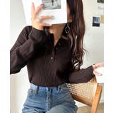 ブラウン | もっちり柔らかな風合い。ミニケーブル編みヘンリーネックニット（長袖） | Classical Elf 