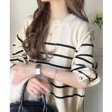 ゆったりなのに上品でキチンと見え。ミラノリブ袖先ゴールドボタンプルオーバー | Classical Elf  | 詳細画像15 