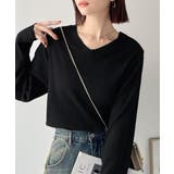 ブラック | デコルテ美人。着映えVネックシンプルリブニット(長袖) | Classical Elf