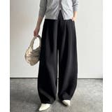 ブラック | たっぽりシルエットに一目ぼれ。。3タックコクーンシルエットダンボール素材ワイドパ… | Classical Elf 