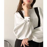 オフホワイト | シルエットで差が付く、綺麗めスタイルの完成形◎袖先ボタンボリュームスリーブトップ… | Classical Elf 