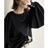 ブラック | シルエットで差が付く、綺麗めスタイルの完成形◎袖先ボタンボリュームスリーブトップ… | Classical Elf 