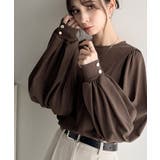 ブラウン | シルエットで差が付く、綺麗めスタイルの完成形◎袖先ボタンボリュームスリーブトップ… | Classical Elf 
