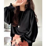 ブラック | シーズンを彩るニュアンスカラー。キャンディスリーブカットジョーゼットブラウス | Classical Elf