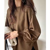 ブラウン | シーズンを彩るニュアンスカラー。キャンディスリーブカットジョーゼットブラウス | Classical Elf