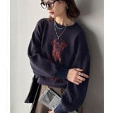 ネイビー | 着心地抜群!大人かわいいスタイルに♪ダブルジャガード配色ダルメシアン柄ニット | Classical Elf