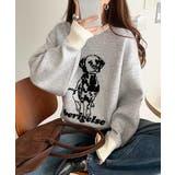 着心地抜群!大人かわいいスタイルに♪ダブルジャガード配色ダルメシアン柄ニット | Classical Elf | 詳細画像1