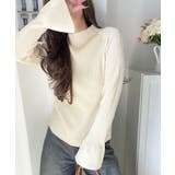 袖にキュン♪大人女子の旬顔トップス。ランダムリブ袖フレアモックネックプルオーバー… | Classical Elf  | 詳細画像3 