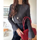 袖にキュン♪大人女子の旬顔トップス。ランダムリブ袖フレアモックネックプルオーバー… | Classical Elf  | 詳細画像19 