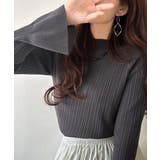 チャコール | 袖にキュン♪大人女子の旬顔トップス。ランダムリブ袖フレアモックネックプルオーバー… | Classical Elf 