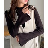 袖にキュン♪大人女子の旬顔トップス。ランダムリブ袖フレアモックネックプルオーバー… | Classical Elf  | 詳細画像26 