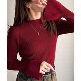 レッド | 袖にキュン♪大人女子の旬顔トップス。ランダムリブ袖フレアモックネックプルオーバー… | Classical Elf 